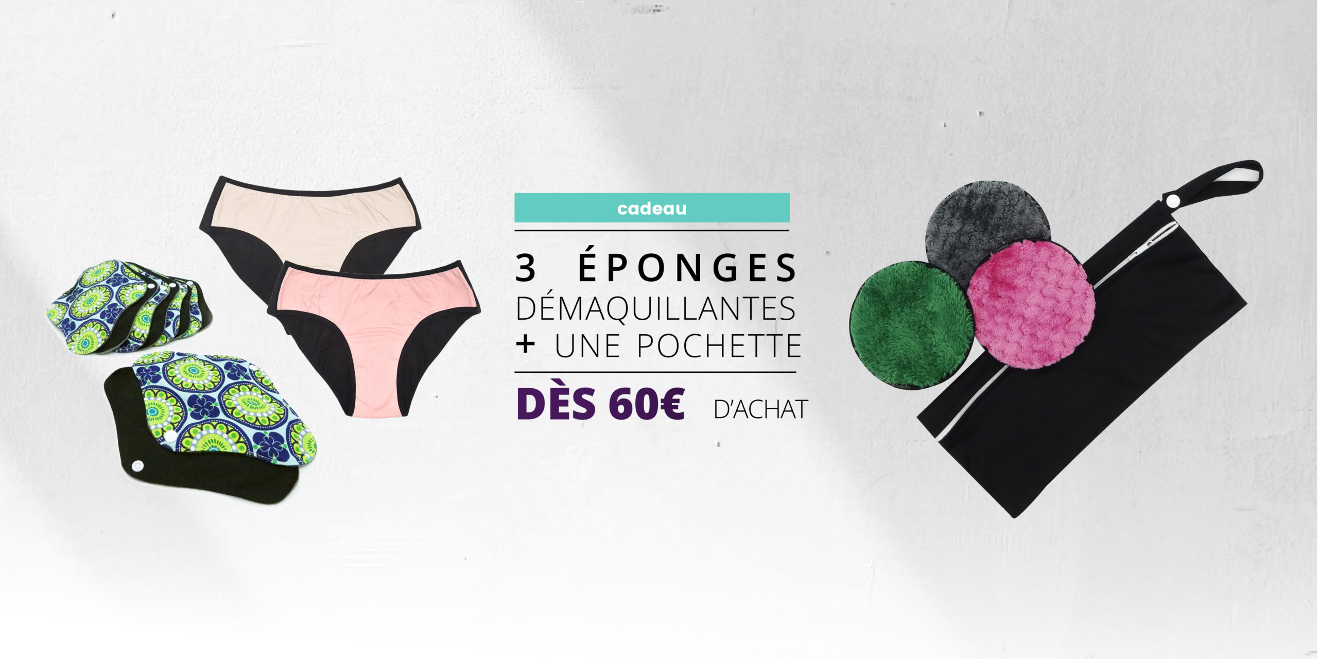 Header cadeau pochette et eponges demaquillantes