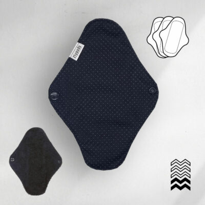 3 protège-slips lavables en coton terry BIO (Gamme S) - Noir