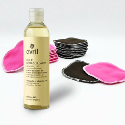 Kit démaquillage visage peaux séches : huile démaquillante + 20 lingettes en bambou