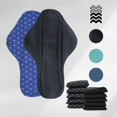 10 serviettes lavables en COTON (Gamme M) - Flux moyen à fort - A choisir