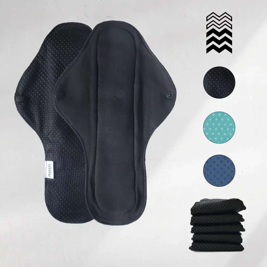 5 serviettes hygiéniques lavables en COTON (Gamme M) - Flux moyen à fort - A choisir
