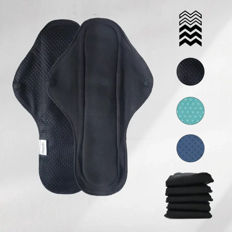 5 serviettes hygiéniques lavables en COTON (Gamme M) - Flux moyen à fort - A choisir
