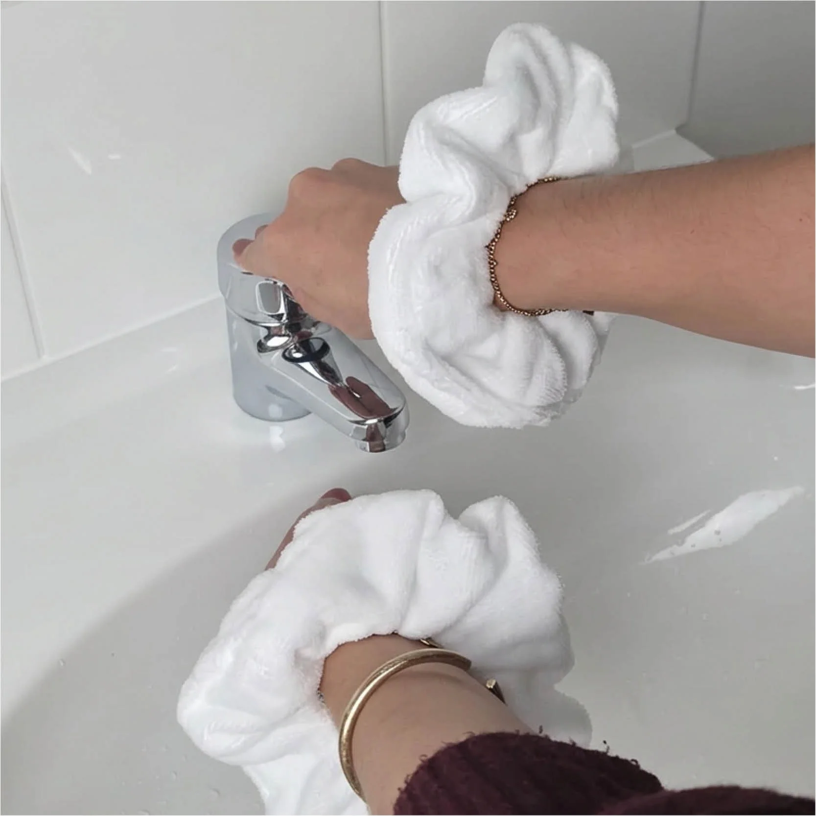 Paire de manchettes skincare réutilisables
